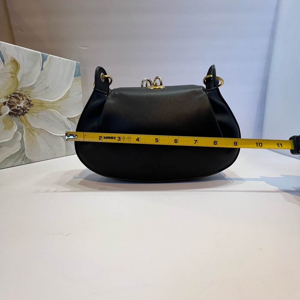 Melie Bianco Black Vegan Shoulder Bag and crossbody with Gold Accents - Picture 12 of 14